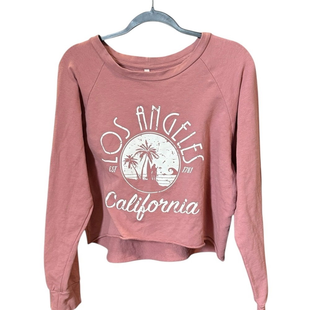 Ever Hottie Los Angeles Cropped Graphic Sweatshirt Pink Small